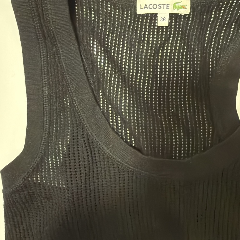 Lacoste Black Sheer Knit Tank Top